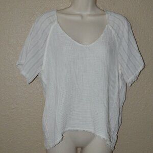 NWT $338 Sz XS Raquel Allegra Doheny Gauze Elbow Sleeve Cream Blouse